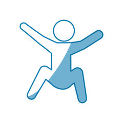 blue line pictogram man silhouette doing exercise, vector illustration