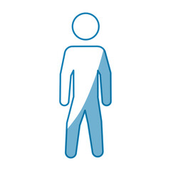 blue, line pictogram man silhouette over white background, vector illustration