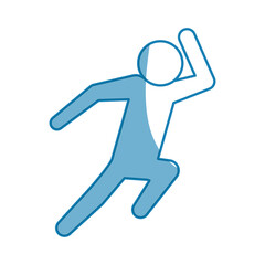 blue line pictogram man silhouette running concept, vector illustration