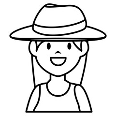 beautiful and young woman with tourist hat character vector illustration design