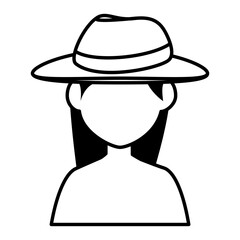 beautiful and young woman with tourist hat character vector illustration design