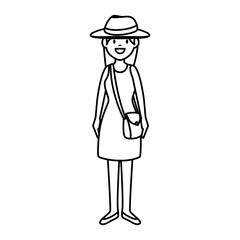 beautiful and young woman with tourist hat character vector illustration design
