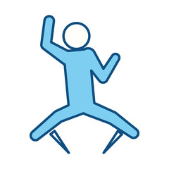 blue line pictogram man jumping up concept, vector illustration