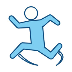 blue line pictogram man jumping up concept, vector illustration