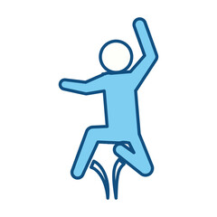 blue line pictogram man jumping up concept, vector illustration