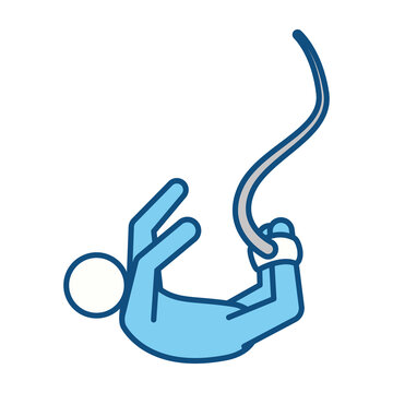 Pictogram Man Practice Bungee Jumping, Vector Illustration