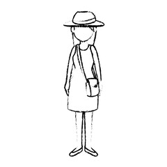 beautiful and young woman with tourist hat character vector illustration design
