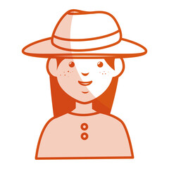beautiful and young woman with tourist hat character vector illustration design