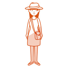 beautiful and young woman with tourist hat character vector illustration design
