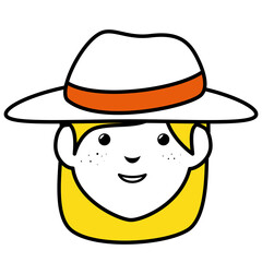 beautiful and young woman with tourist hat character vector illustration design