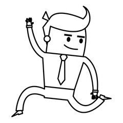 running man businessman cartoon excited happy successful leader vector illustration