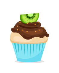 Sweet cupcake with chocolate glaze