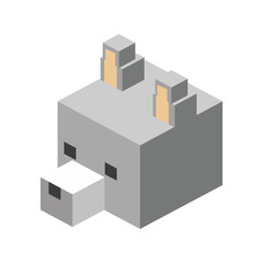 head wolf modular animal plastic Bricks toy blocks and bricks vector Illustration