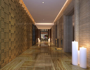 Interior Modern Hotel Corridor 3D Illustration