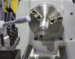 Close up chuck of a lathe machine