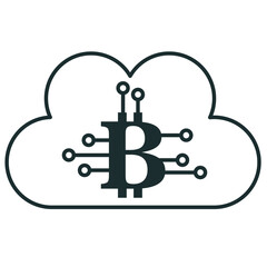cloud computing with bitcoin symbol vector illustration design