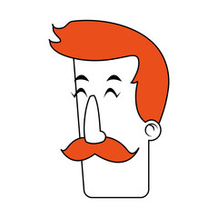 Flat line man with mustache icon design. Vector illustration.