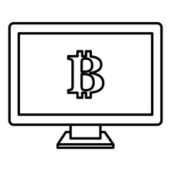 computer with bitcoin symbol vector illustration design