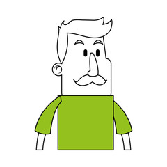 Flat line man with mustache icon design. Vector illustration.