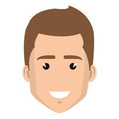 young man head avatar character vector illustration design