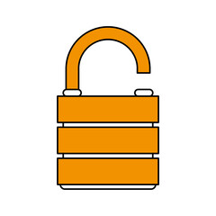 Flat line unlocked lock icon over white background. Vector illustration.