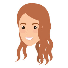 beautiful and young woman head character vector illustration design
