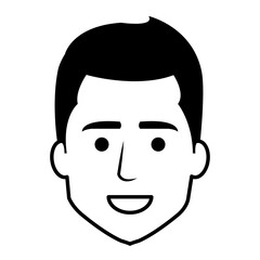 young man head avatar character vector illustration design