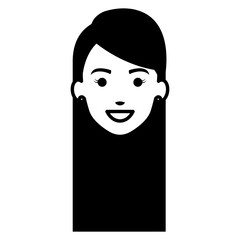 beautiful and young woman head character vector illustration design