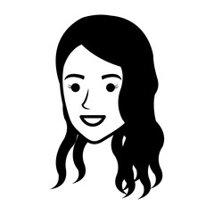 beautiful and young woman head character vector illustration design