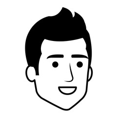 young man head avatar character vector illustration design