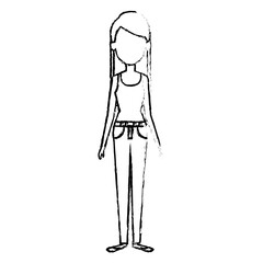 beautiful and young woman character vector illustration design