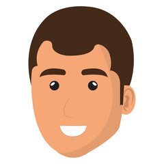 young man head avatar character vector illustration design