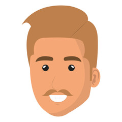 young man head avatar character vector illustration design