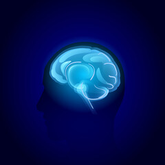 Brain Neurons Activity, Medicine Thinking Intelligence Concept Banner With Copy Space Flat Vector Illustration