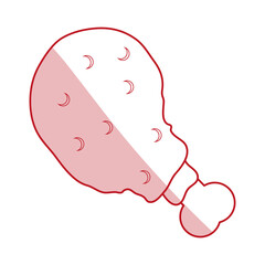 Monocromatic chicken thigh over white background. Vector illustration.