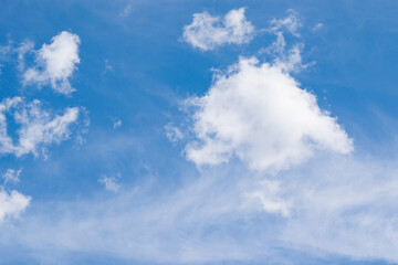 Naklejka na ściany i meble Abstract background blue bright sky with beautiful white clouds in spring