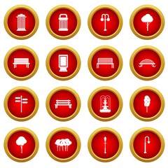 Fototapeta premium Park icon red circle set