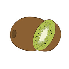 Flat icon kiwi and slice of kiwi. Vector