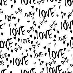 Hand Drawn Ink background. Seamless Pattern. Grunge Style.