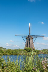 Beautiful dutch windmill landscape at Kinderdijk in the Netherlands