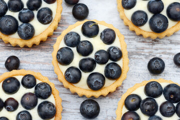 blueberry cake on wood