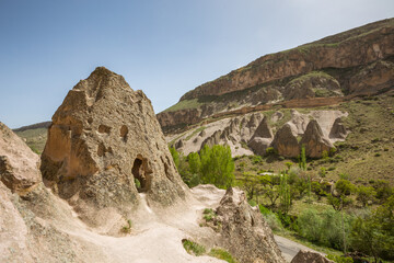 Ancient cave house in Soganli valley in Cappadocia, central Turkey