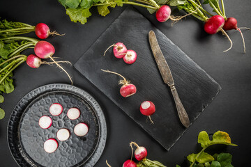 Still life of fresh radishes