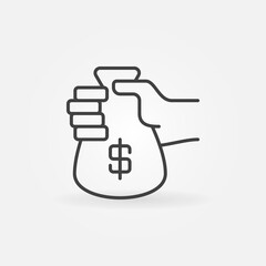 Hand holding money bag icon