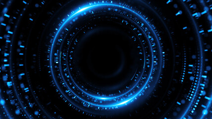 3d rendered circular flares tunnel. Random shapes forms a bright background.