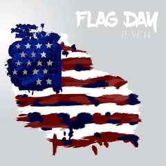 Torn textured United States Flag designed with brush stokes for National Flag Day