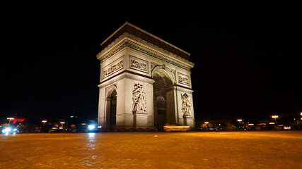 Obraz na płótnie Canvas Night photo of iconic Arc de Triomphe in Champs Elysees, Paris, France