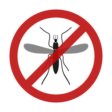 stop mosquito insect red restriction sign eps10