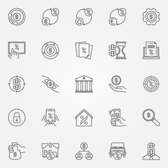 Leasing and loan icons set