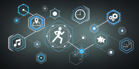 3D rendering runnig app modern interface